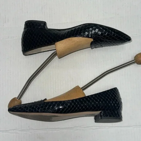 Perlato Black Snake Print Flats Made in Portugal Size 37 - Picture 3 of 8